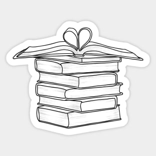 Book Stack Line Art | Books Line Art Sticker